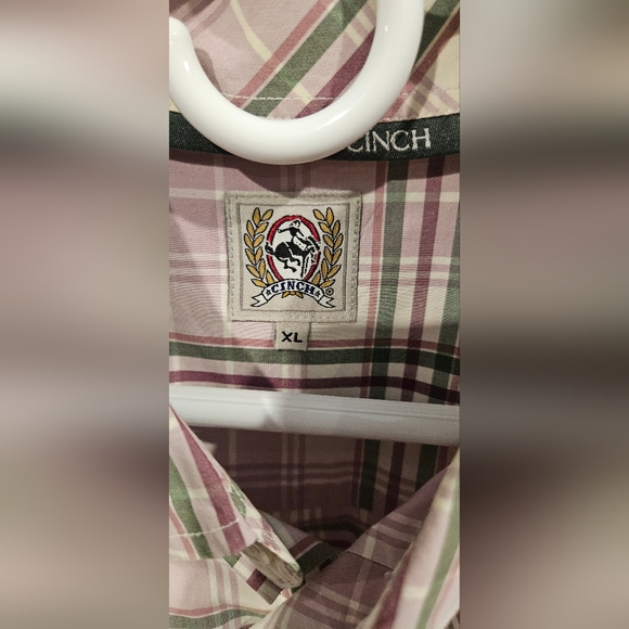 Men's Cinch Button Down Western Short Sleeve Shirt size XLarge Purple Plaid - Picture 5 of 5